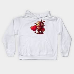 Valentine day robots love #love Kids Hoodie